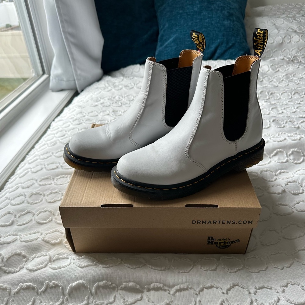 White Chelsea Dr Martens Boots